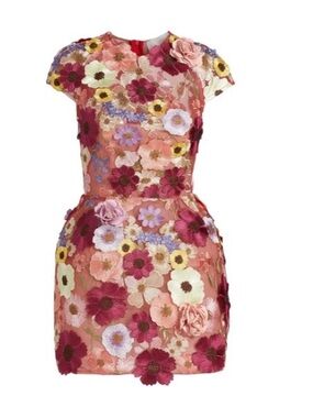 Bronx and Banco Jasmine Floral Appliqué Mini Dress